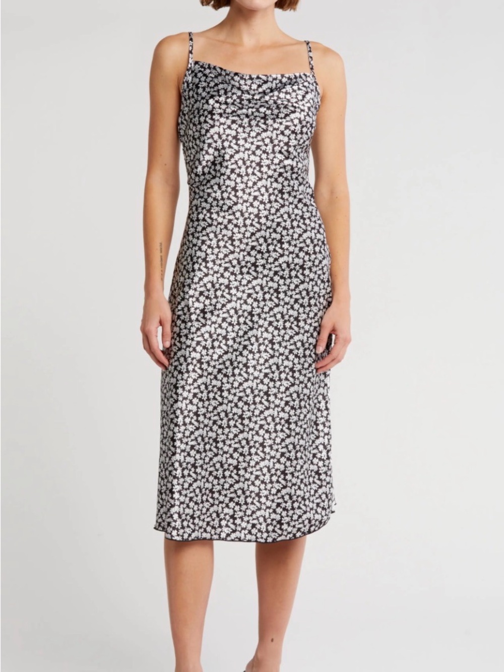 bebe Black and White Floral Slip Midi Dress | Size M | New without tags